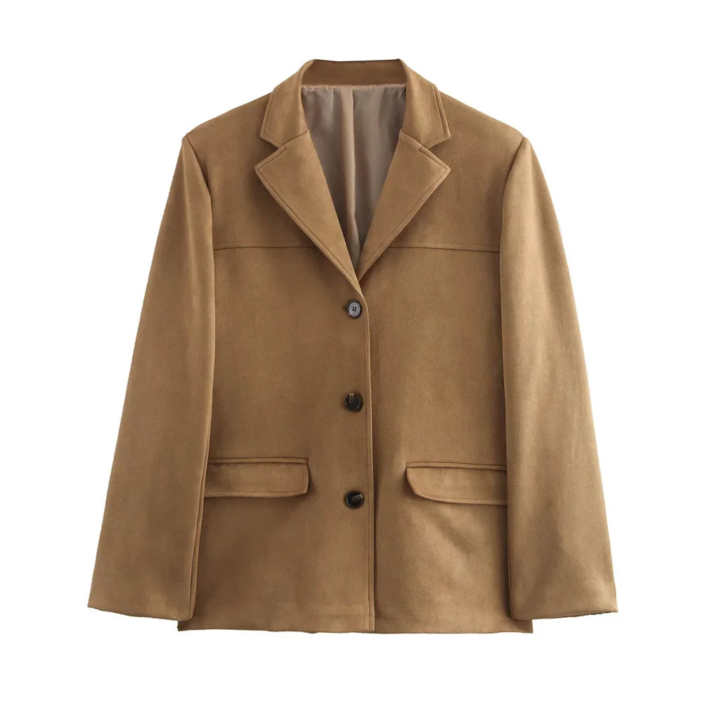 Vintage Suede Blazer  Italian Brown Leather Classic Cut - Product detail 7