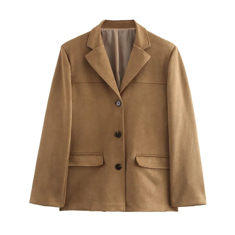 Vintage Suede Blazer  Italian Brown Leather Classic Cut - Product detail 7