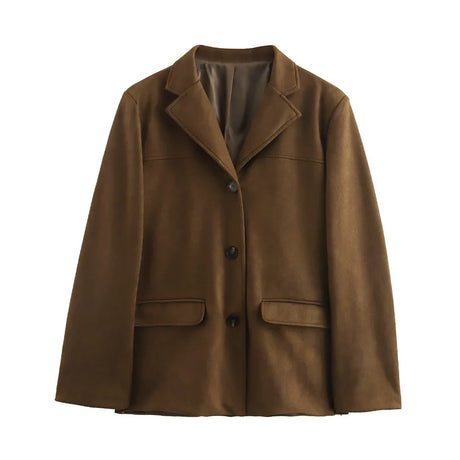 Vintage Suede Blazer  Italian Brown Leather Classic Cut - Product detail 8