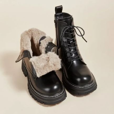 Winter Combat Boots  Faux Fur Lined Waterproof Design - Product showcase
