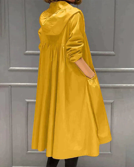 Minimalist Waterproof Coat  Knee-Length Hooded Design - Product detail 5