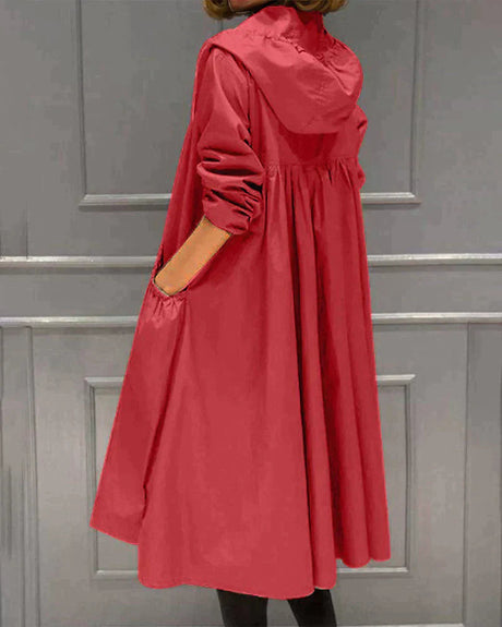 Minimalist Waterproof Coat  Knee-Length Hooded Design - Product detail 6