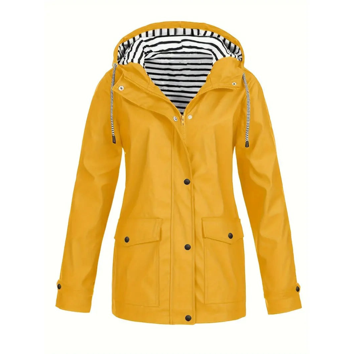 Waterproof Rain Jacket  Striped Lined Hood Design - Product detail 4