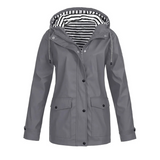 Waterproof Rain Jacket  Striped Lined Hood Design - Product detail 5