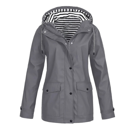 Waterproof Rain Jacket  Striped Lined Hood Design - Product detail 5