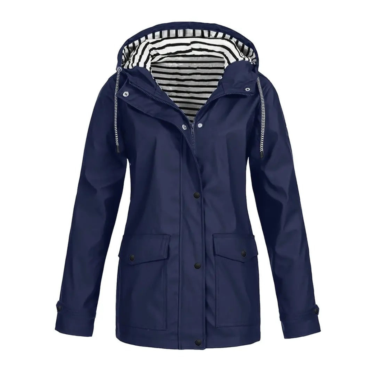 Waterproof Rain Jacket  Striped Lined Hood Design - Product detail 6