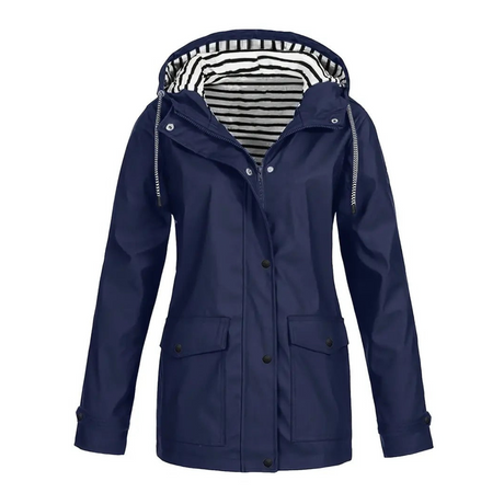Waterproof Rain Jacket  Striped Lined Hood Design - Product detail 6