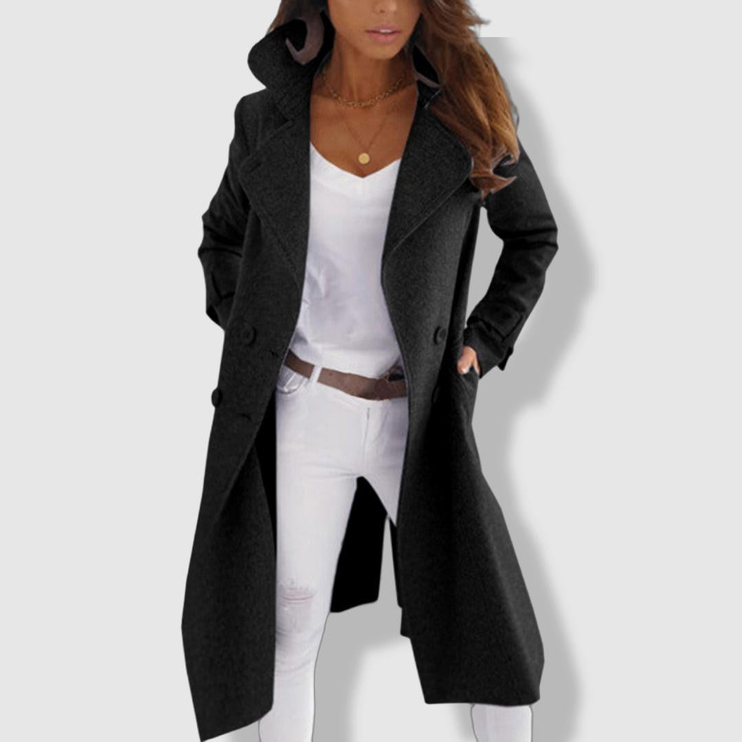 Wool Blend Winter Coat  Double-Breasted Wide Lapel Design - Product showcase