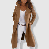 Wool Blend Winter Coat  Double-Breasted Wide Lapel Design - Detailed view
