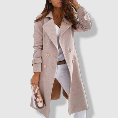 Wool Blend Winter Coat  Double-Breasted Wide Lapel Design - Product detail 4