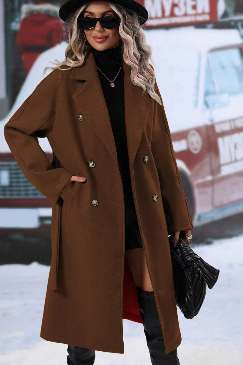 Wool Blend Winter Coat  Double-Breasted Long Design - Product example