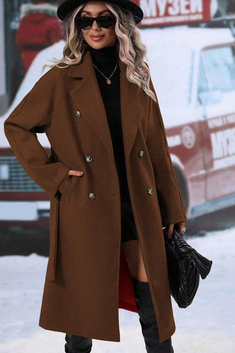 Wool Blend Winter Coat  Double-Breasted Long Design - Product example