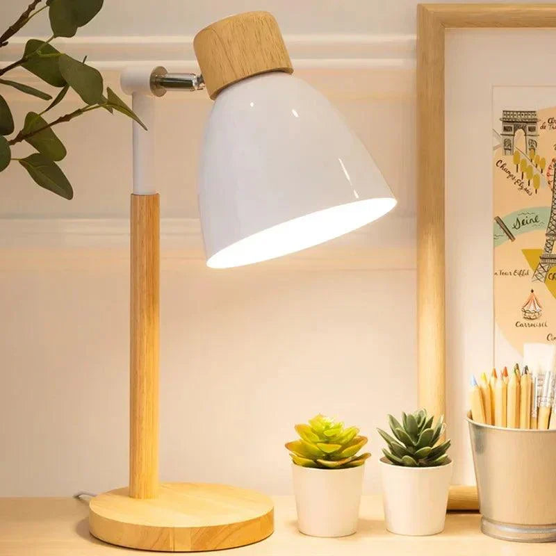 Scandinavian Table Lamp  Natural Wood Base Design - Product example