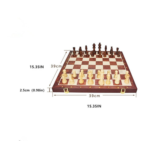 Wooden Chess Set  Folding Board with Solid Wood Pieces - Product detail 4