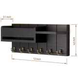 Rustic Wall Key Organizer  Solid Wood Mail Holder with Hooks - Product detail 8