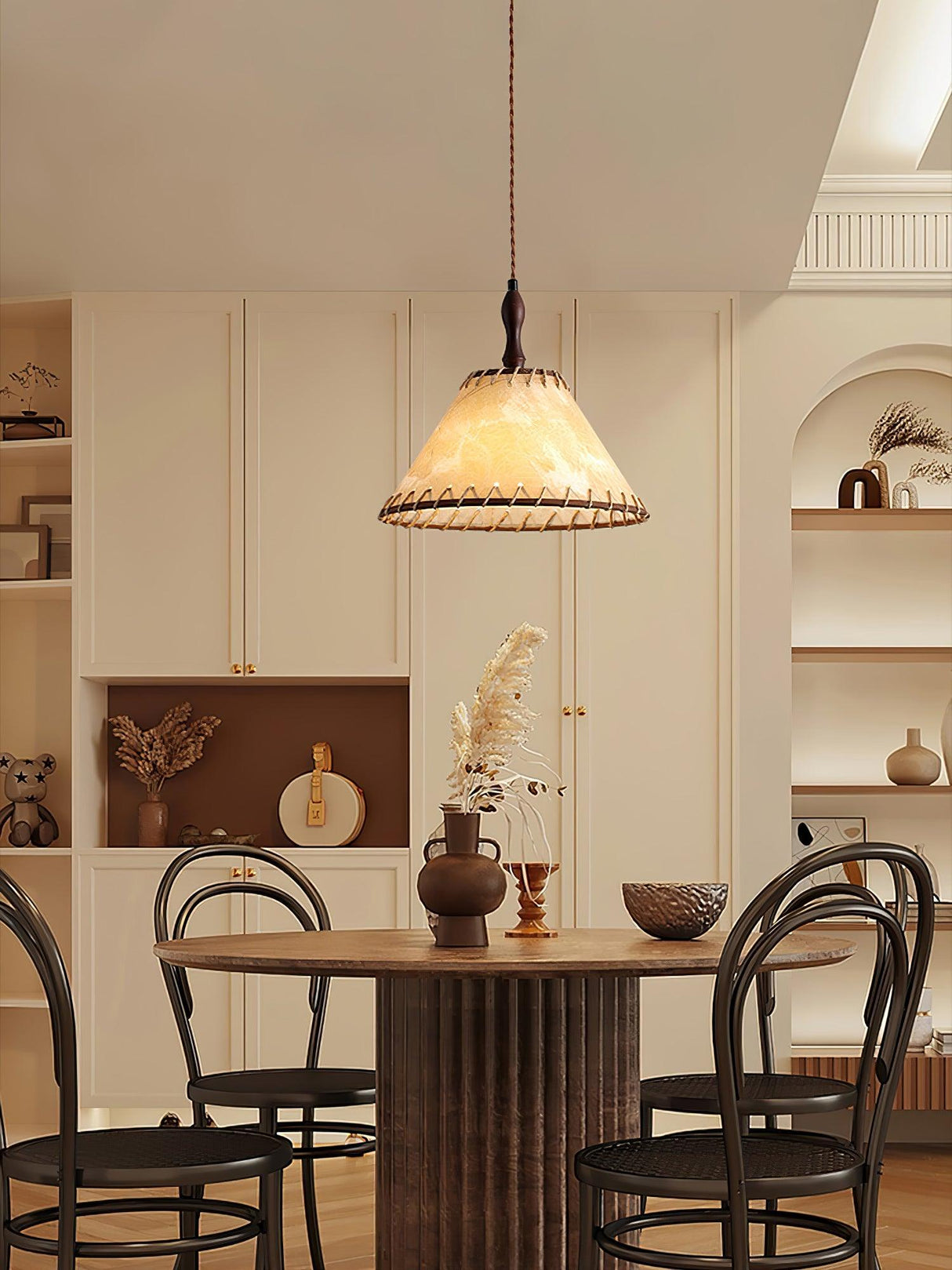 Fabric Pendant Light  Natural Wood Trim Design - Product detail 20