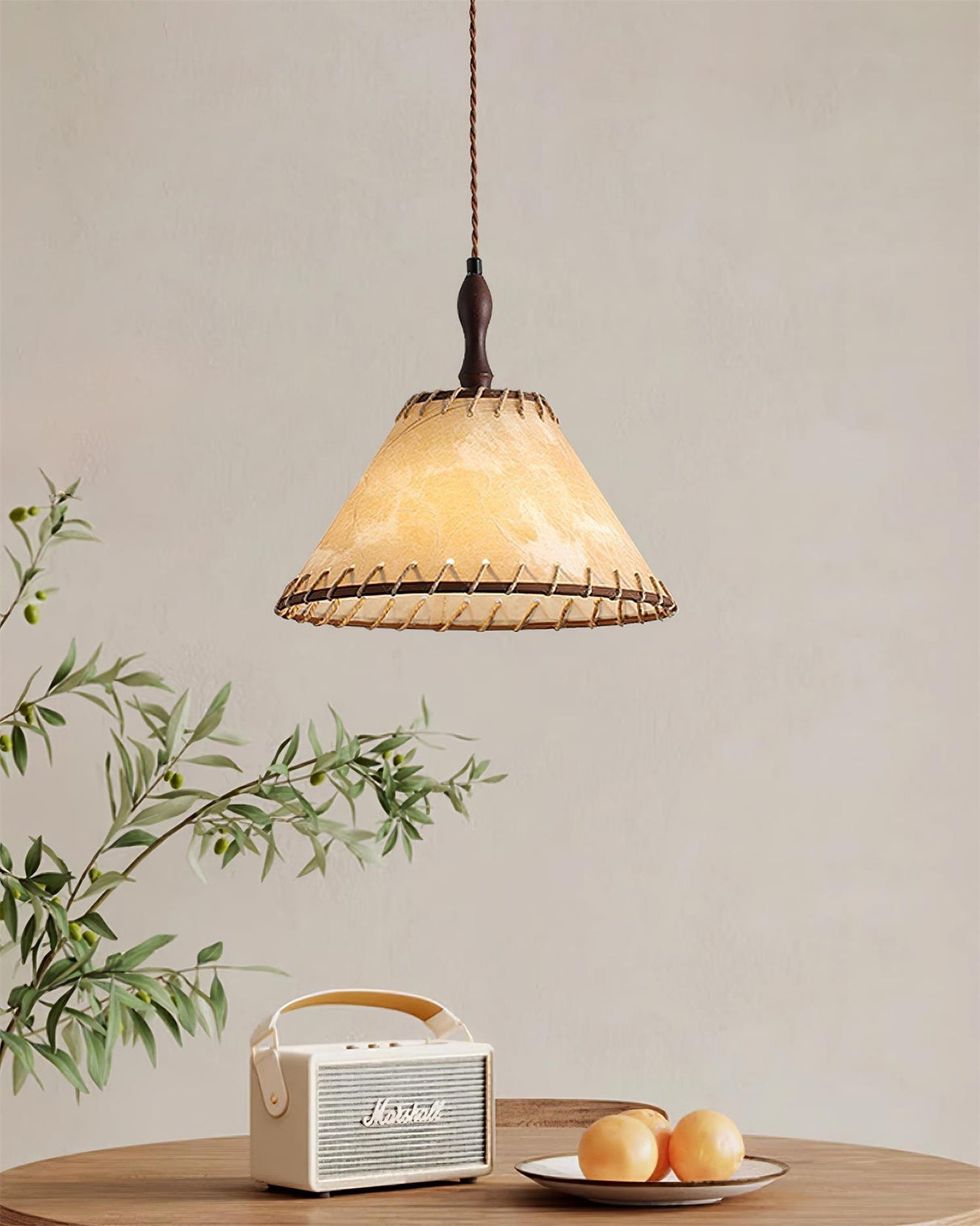 Fabric Pendant Light  Natural Wood Trim Design - Product detail 21