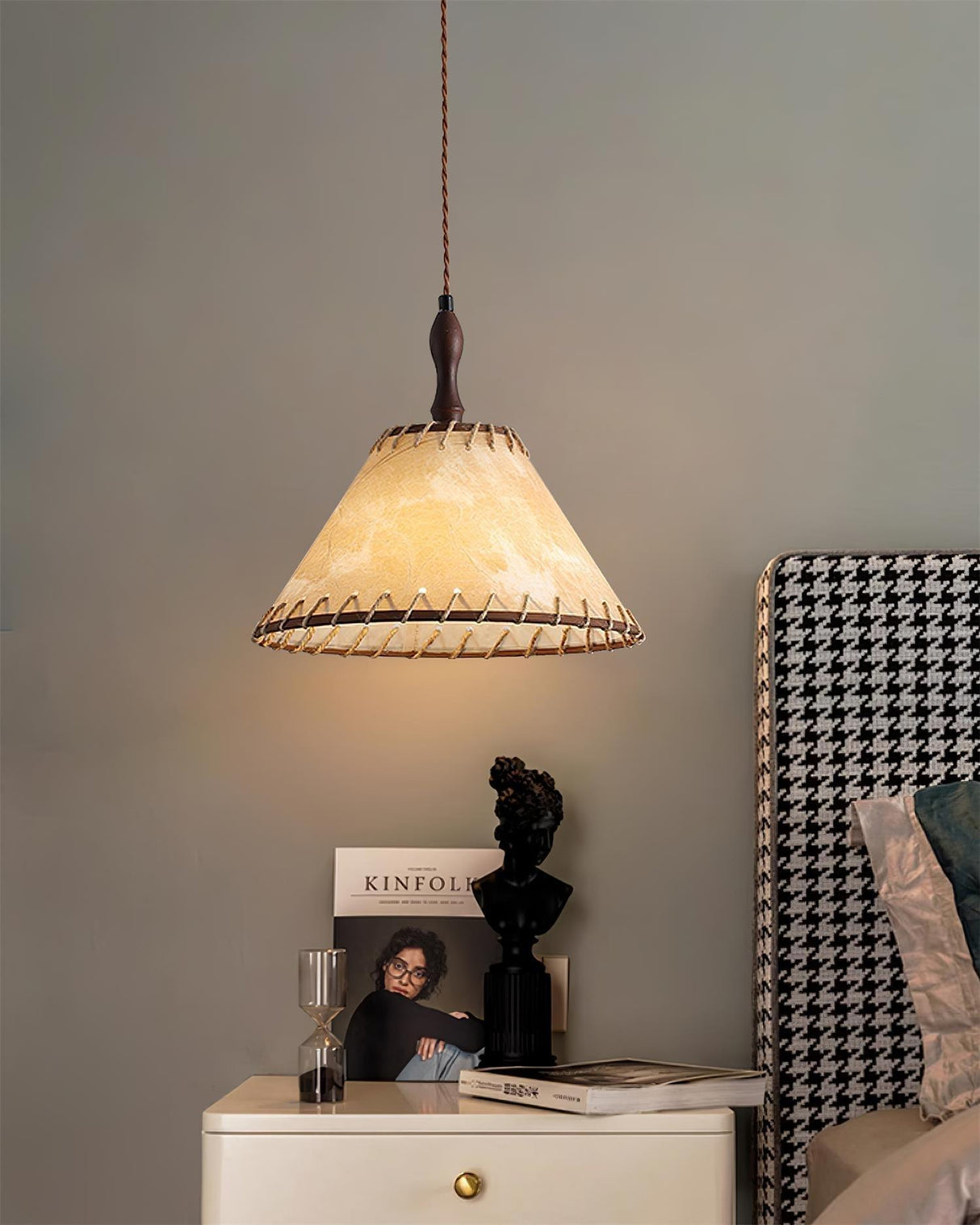 Fabric Pendant Light  Natural Wood Trim Design - Product detail 24