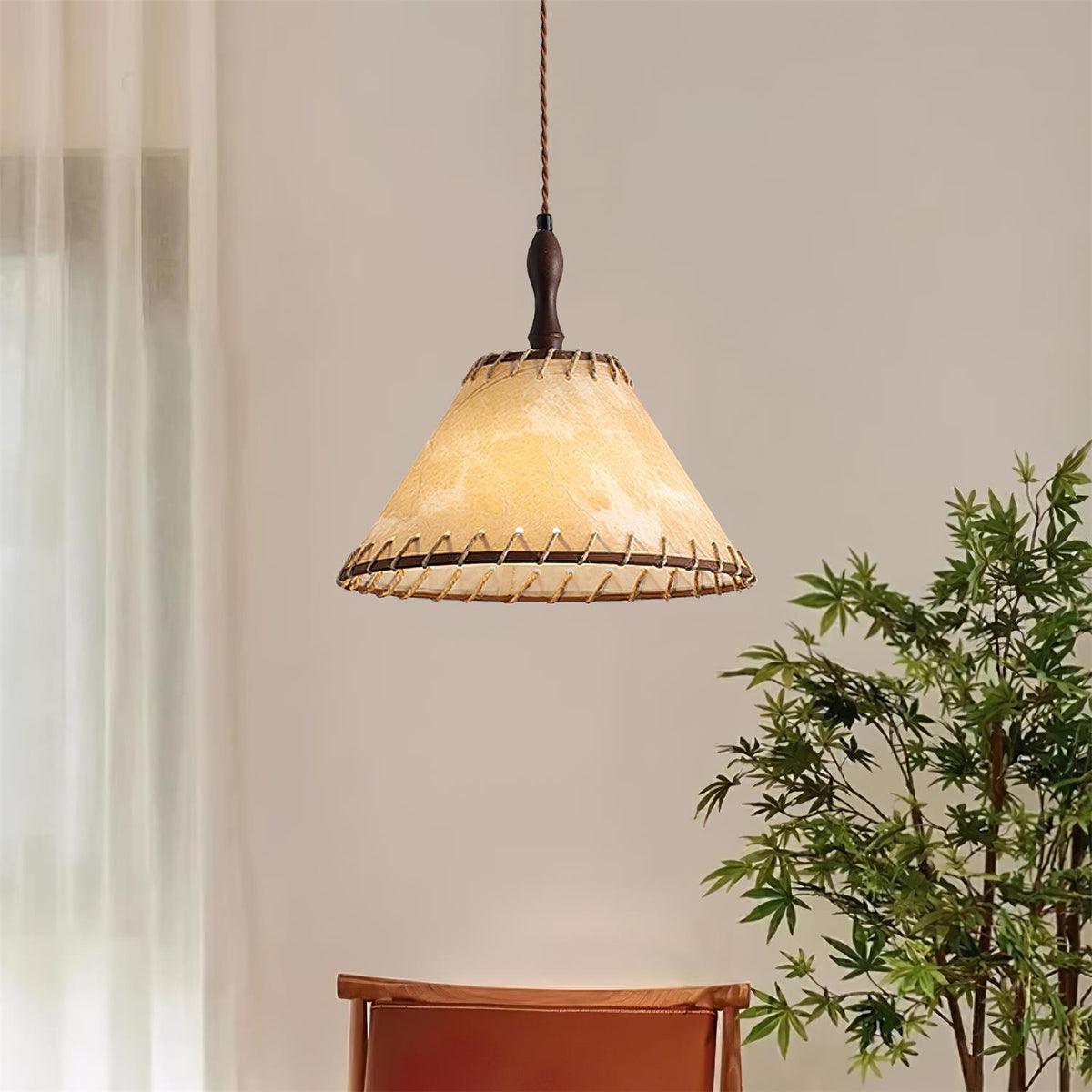 Fabric Pendant Light  Natural Wood Trim Design - Product detail 12