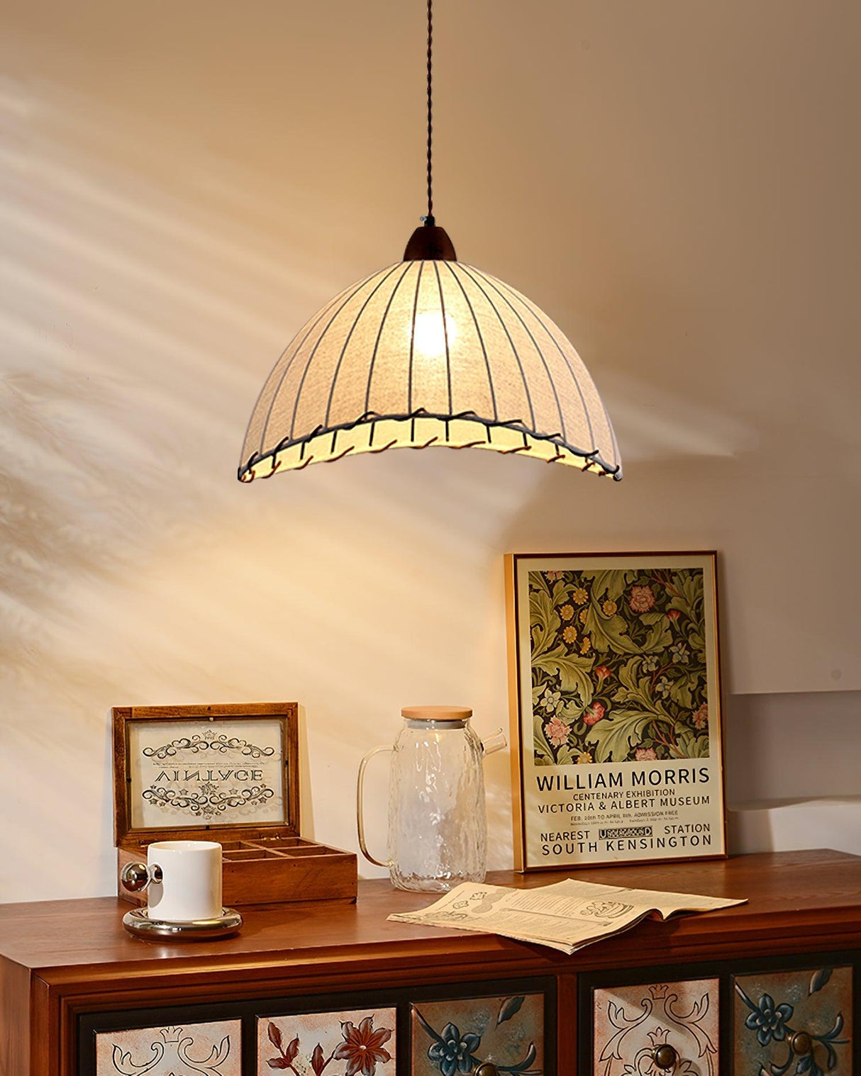 Fabric Pendant Light  Natural Wood Trim Design - Product detail 33