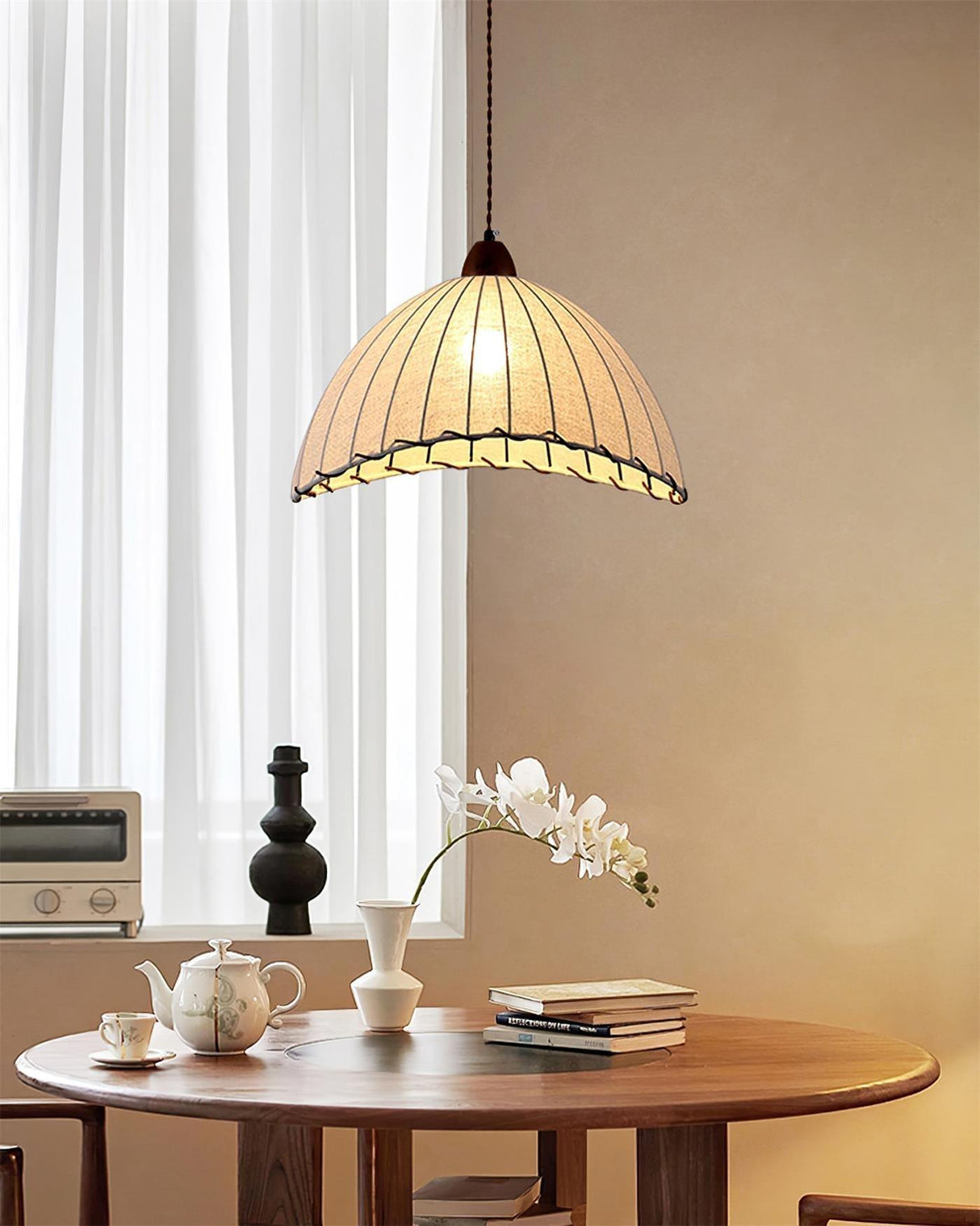 Fabric Pendant Light  Natural Wood Trim Design - Product detail 34