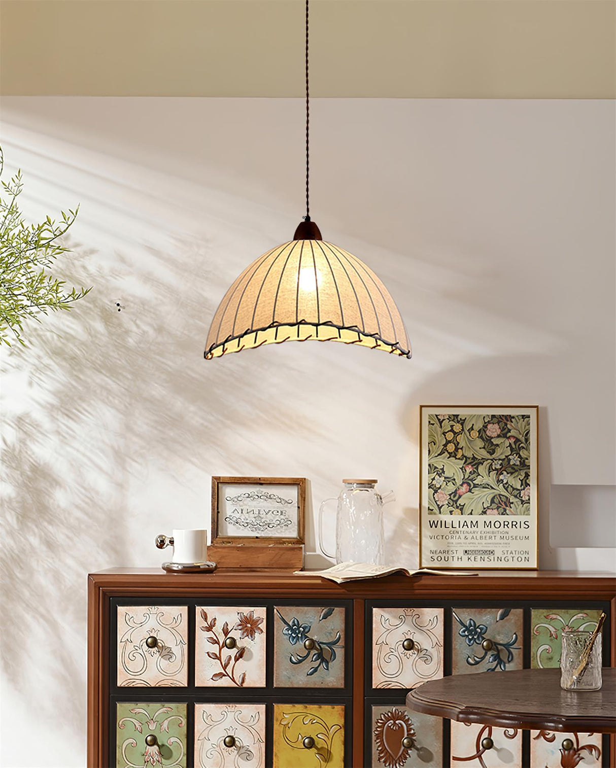 Fabric Pendant Light  Natural Wood Trim Design - Product detail 35