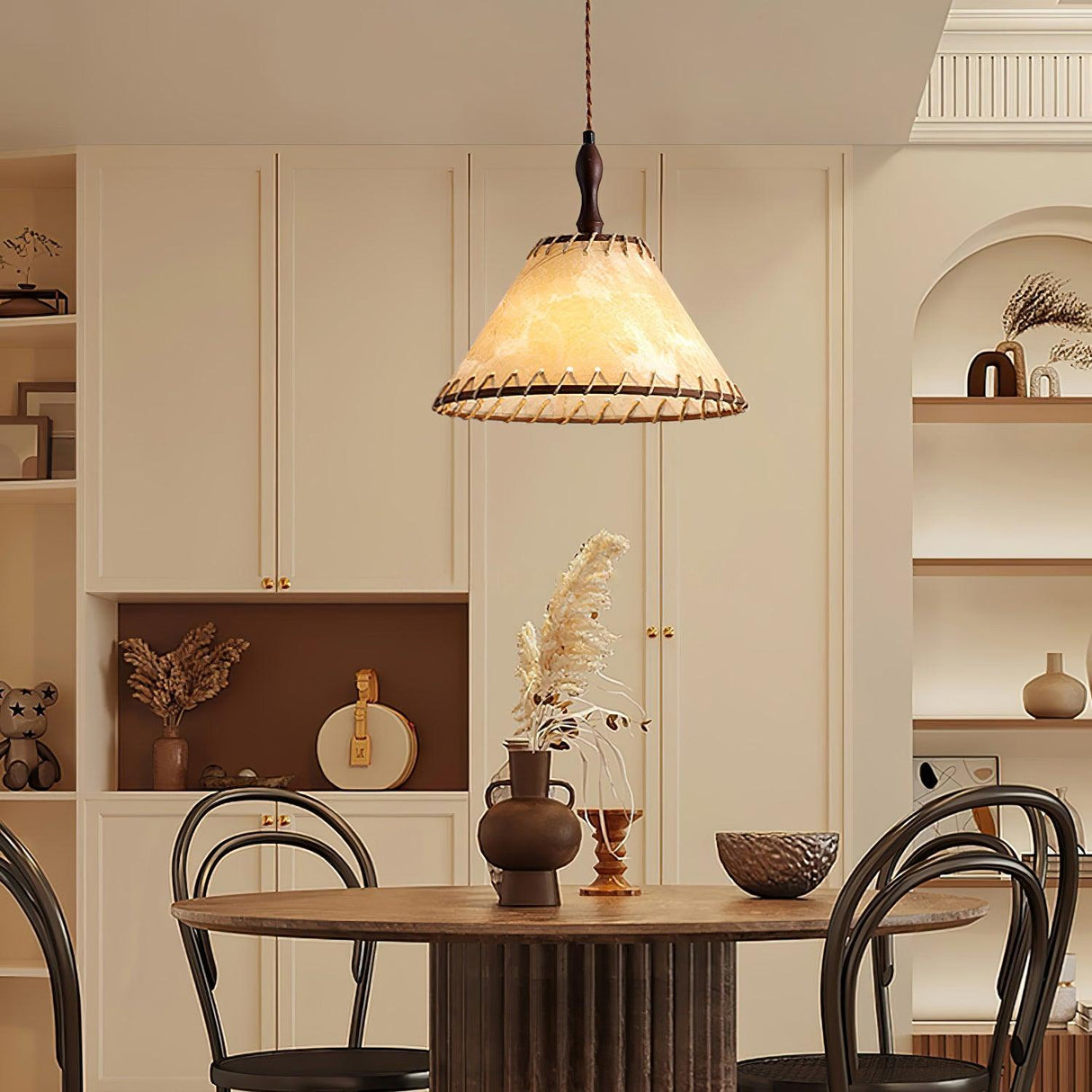 Fabric Pendant Light  Natural Wood Trim Design - Product detail 5