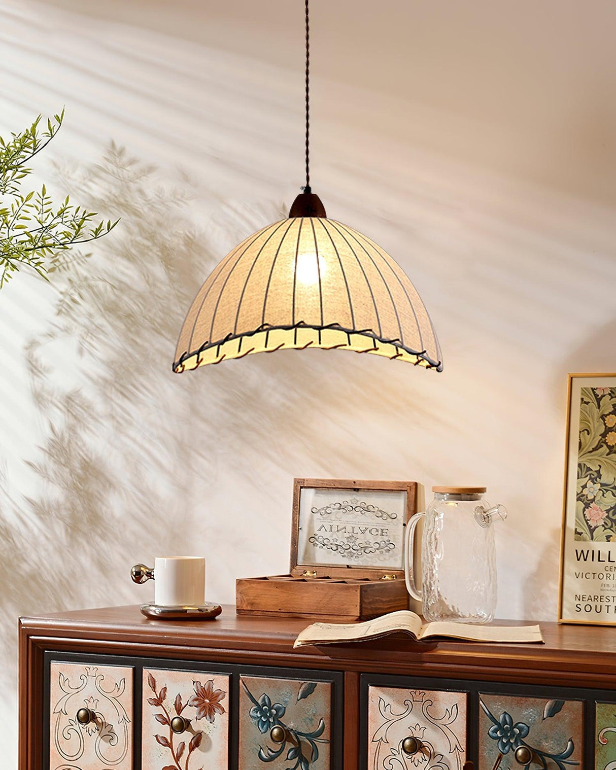 Fabric Pendant Light  Natural Wood Trim Design - Product detail 41
