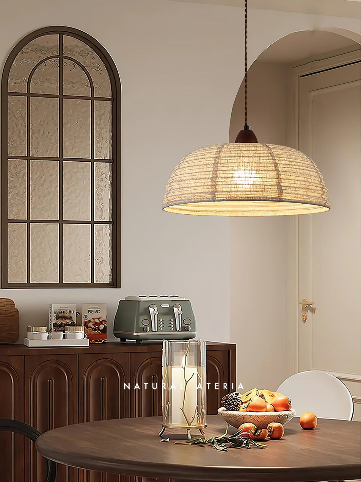 Fabric Pendant Light  Natural Wood Trim Design - Product detail 17