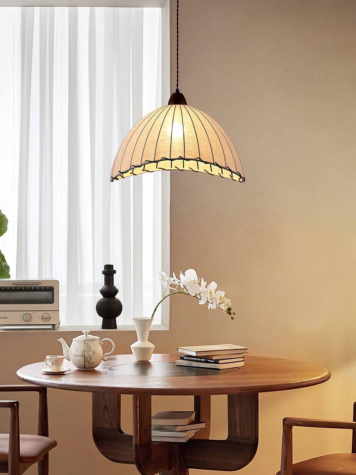 Fabric Pendant Light  Natural Wood Trim Design - Product detail 18