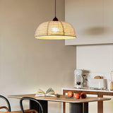 Fabric Pendant Light  Natural Wood Trim Design - Product example