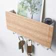Wooden Wall Key Holder  Modern Entryway Organizer with Colorful Hooks - Product showcase