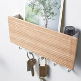 Wooden Wall Key Holder  Modern Entryway Organizer with Colorful Hooks - Product showcase
