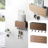 Wooden Wall Key Holder  Modern Entryway Organizer with Colorful Hooks - Detailed view