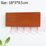 Wooden Wall Key Holder  Modern Entryway Organizer with Colorful Hooks - Product detail 13