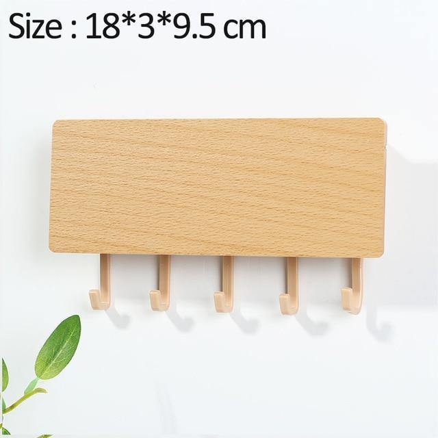 Wooden Wall Key Holder  Modern Entryway Organizer with Colorful Hooks - Product detail 7