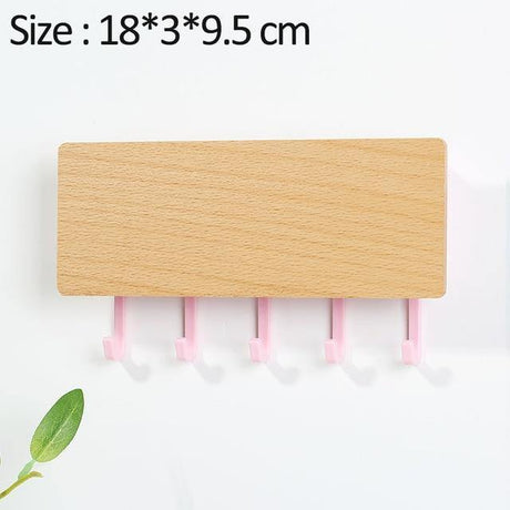 Wooden Wall Key Holder  Modern Entryway Organizer with Colorful Hooks - Product detail 8