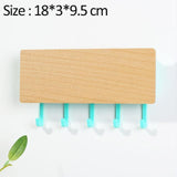 Wooden Wall Key Holder  Modern Entryway Organizer with Colorful Hooks - Product detail 9