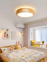 Modern Wooden Ceiling Light  Natural Slat Drum Design - Product detail 8