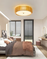 Modern Wooden Ceiling Light  Natural Slat Drum Design - Product detail 14