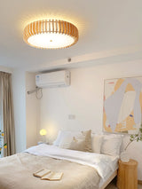 Modern Wooden Ceiling Light  Natural Slat Drum Design - Product detail 6