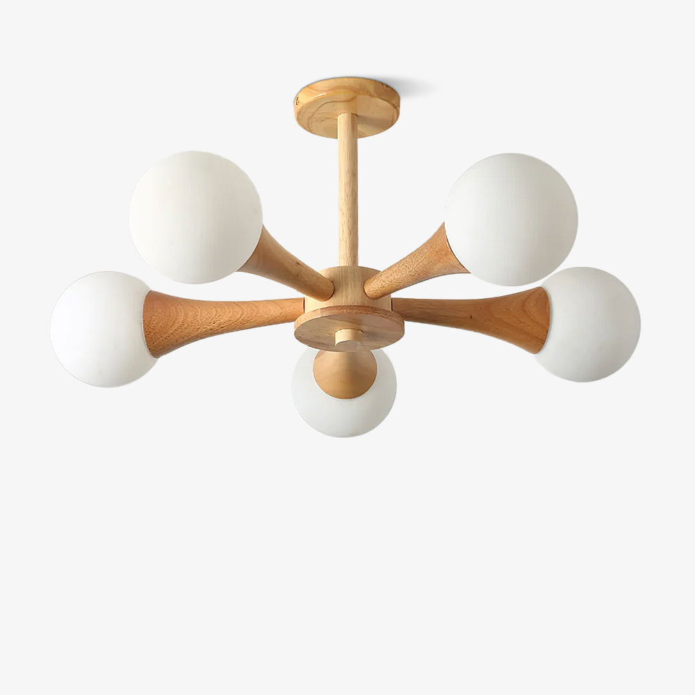 Modern Wooden Ceiling Light  Triple Globe Glass Shades - Product detail 24