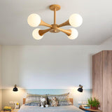 Modern Wooden Ceiling Light  Triple Globe Glass Shades - Product detail 12