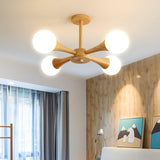 Modern Wooden Ceiling Light  Triple Globe Glass Shades - Product detail 9