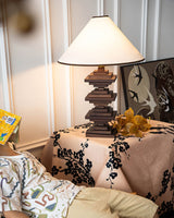 Modern Tower Table Lamp  Stacked Wooden Base - Product detail 7