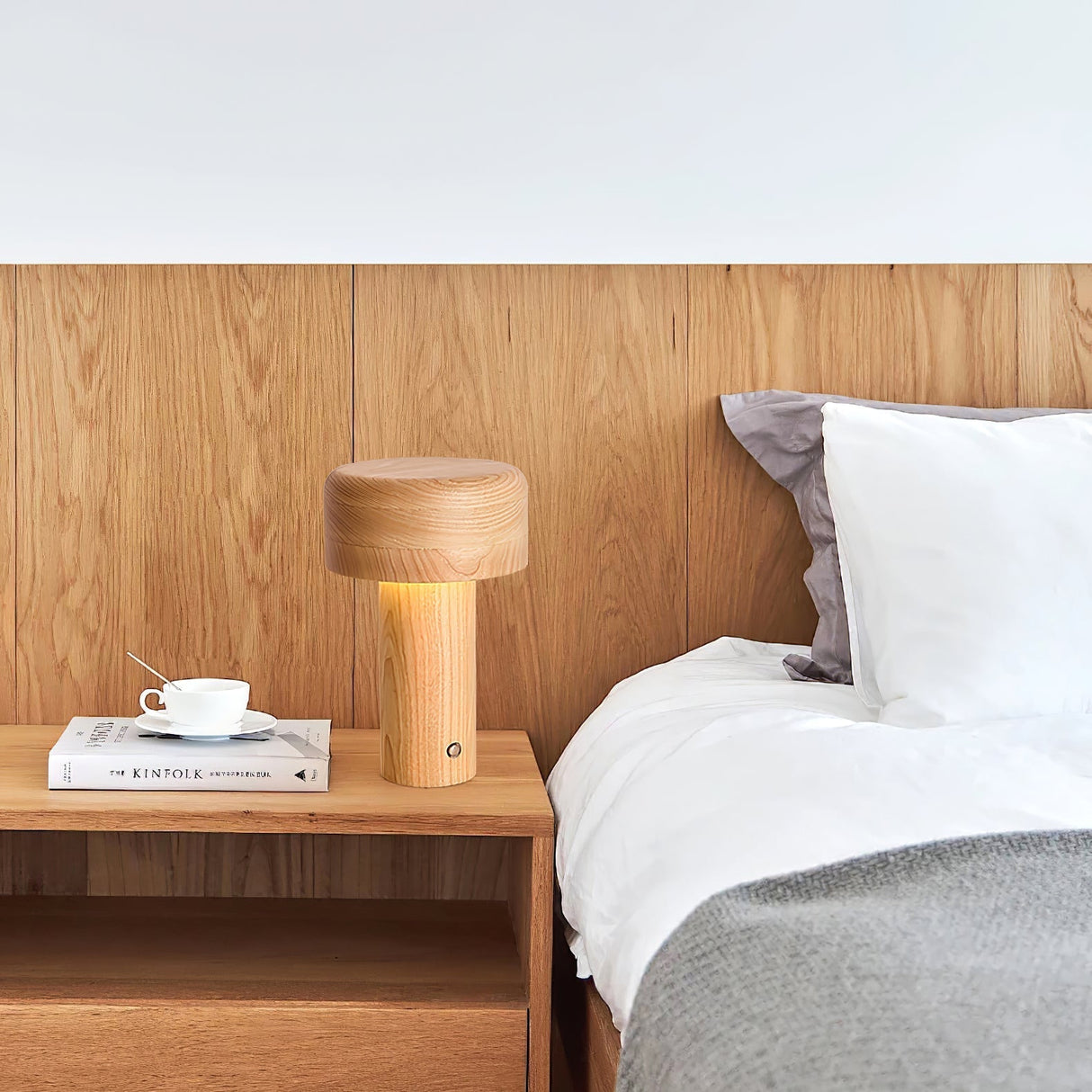Modern Wooden Table Lamp  Natural Ash Mushroom Design - Product detail 8