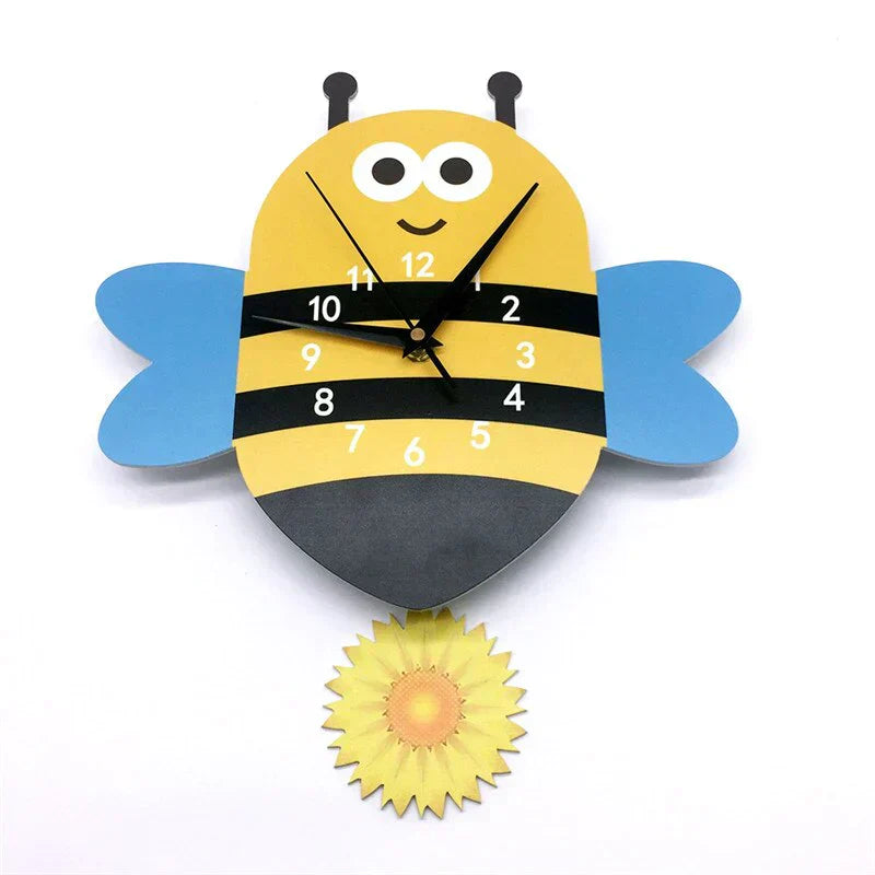 Kids Wall Clock  Bumble Bee Pendulum Design - Product showcase