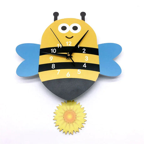 Kids Wall Clock  Bumble Bee Pendulum Design - Product showcase