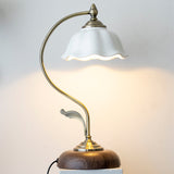 Vintage Table Lamp  Ceramic Shade with Wood Base - Product detail 9