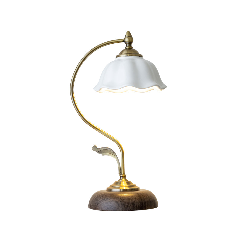 Vintage Table Lamp  Ceramic Shade with Wood Base - Product detail 11